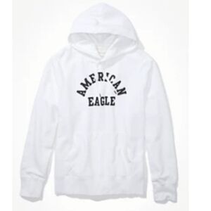 🎉 3 For $15.......AE Super Soft Graphic Hoodie White  Sweatshirt Size M DIY